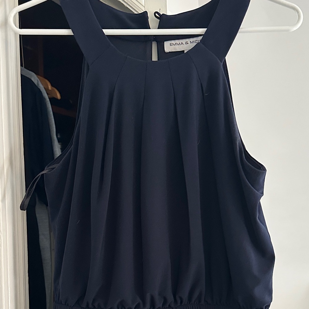 Emma & Michele Dark Blue Pleated Tank Pants Jumper
